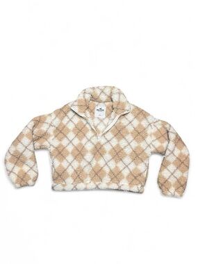 Hollister Beige & Cream Sherpa Half-Zip Pullover